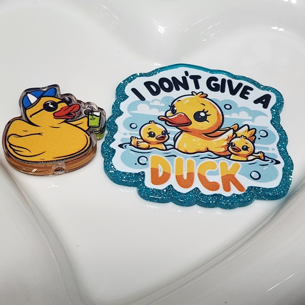 Don't Give A Duck Flatback Focal Bead Badge Keychain Crafts Funny Beaded Pen